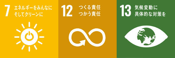 太陽光発電所の受注・工事の実施に関するSDGs目標7・12・13のアイコン